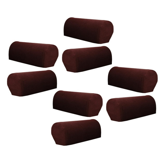 de 8 Protectores de Reposabrazos para Sofás Accesorio para Sillón en Poliéster - Marron Marron Yotijar Cubiertas de reposabrazos de sofá
