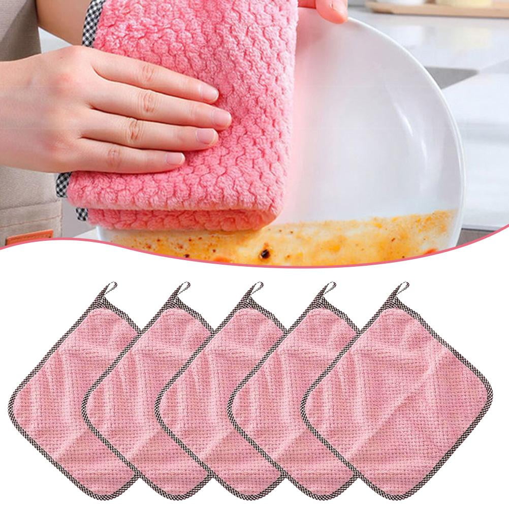Household Dishcloths Kitchen Absorbent Towels No Shedding with Lanyard