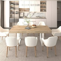 SESSLIFE Expandable Dining Table for 6 to 10 People, Modern Farmhouse Kitchen Table with Extensible Leaf, Rustic Dining Table with Strong Legs, 63 to 78.7 Inch, White Oak