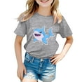 thumbnail image 1 of Hiiyo T-Shirt à Manches Courtes Imprimé Requin pour Petites Filles, Graphique Mignon, Tailles 12M-13T, 1 of 3