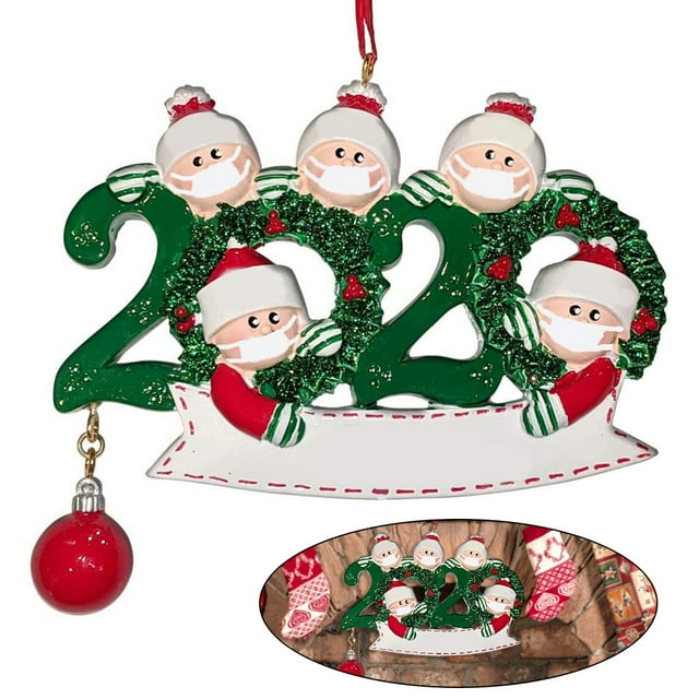 Moyic 2020 familia DIY nombre escrito a mano muñeca muñeco de nieve árbol de Navidad colgante adornos navideños adornos navideños para el hogar Kits de decoración para fiestas 4# Moyic HA000683-04B