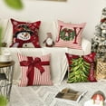 thumbnail image 2 of Merry Christmas Let It Snow Joy Stripes Gift Box Red Throw Pillow Covers, 16 x 16 Inch Xmas Tree Holiday Cushion Case Decoration for Sofa Couch Set of 4, 2 of 7