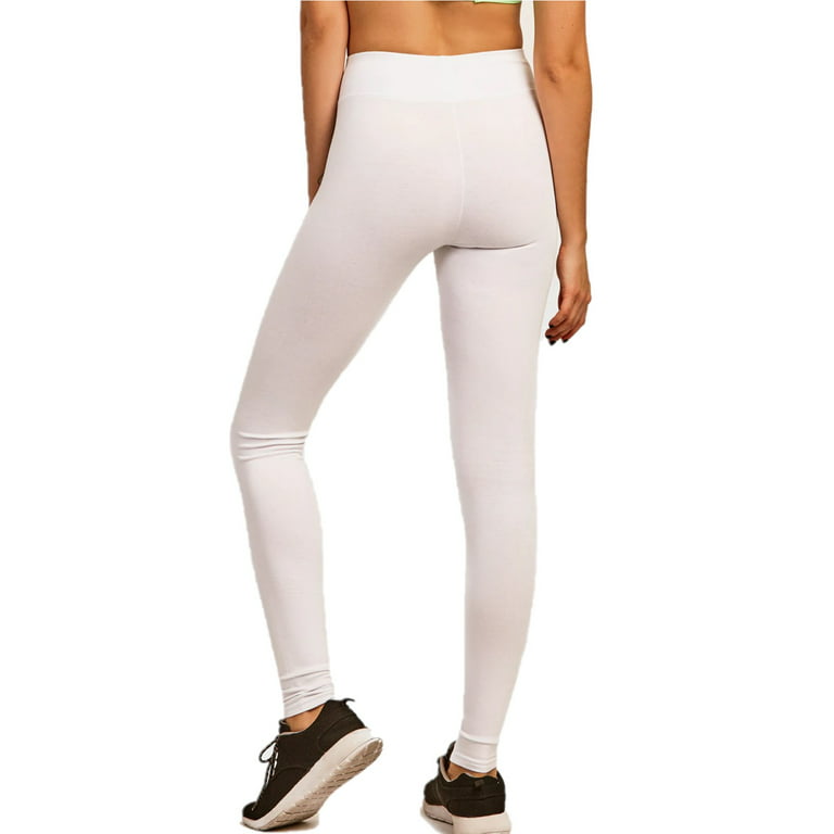 Couver Women's Cotton Spandex Basic Leggings Pants, White L, 1