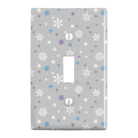 Winter Snowflakes Blue Purple Gray Plastic Wall Decor Toggle Light Switch Plate Cover