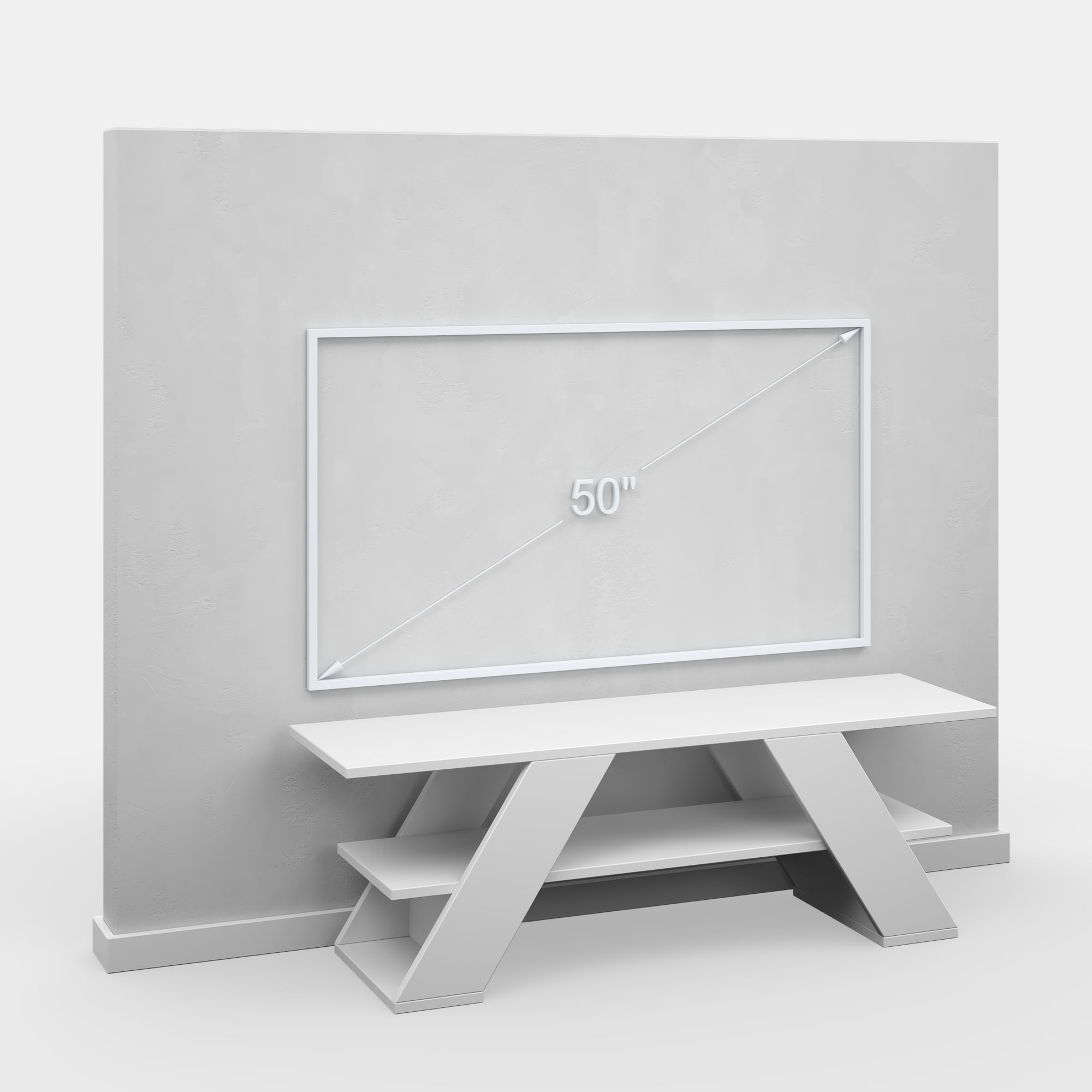 Ada Home Decor Furniture for TVs up to 53" 1 Tier Open Shelf White Tioga Modern TV Stand