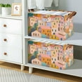thumbnail image 2 of Yayeee Foldable Storage Basket for Shelves with Handles Waterproof Cloth Bins, Orange Cityscape Painting, 2 of 7