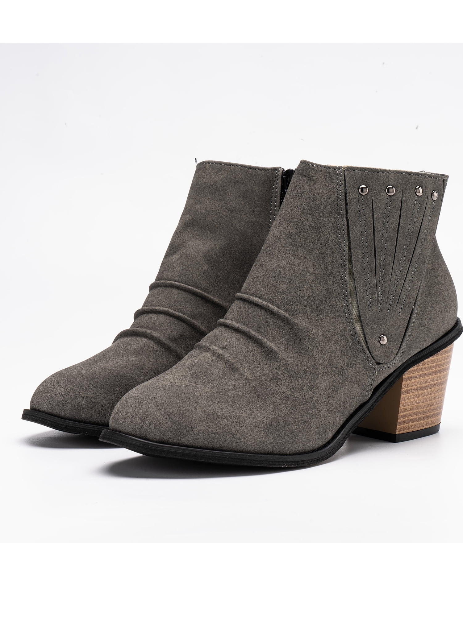 Avamo Womens Ankle Booties Chunky Heel Fashion Boots Gray 9