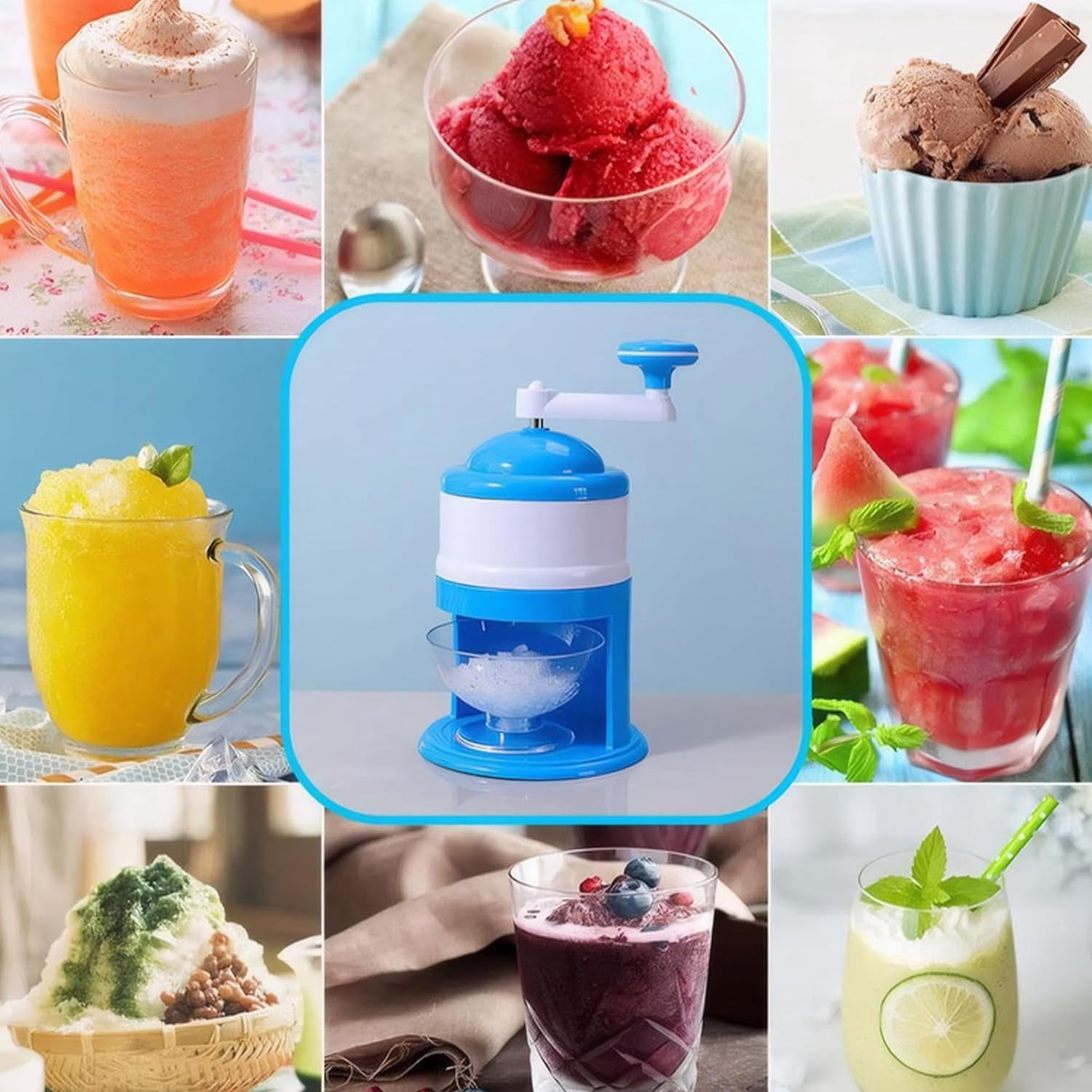 Manual Shaved Ice Machine : Portable Ice Shaver Machine for Making Smoothies and Cold Drinks,Mini Ice Crushers for Home Use,Ice Shaver for Outdoor Picnics Camping Use
