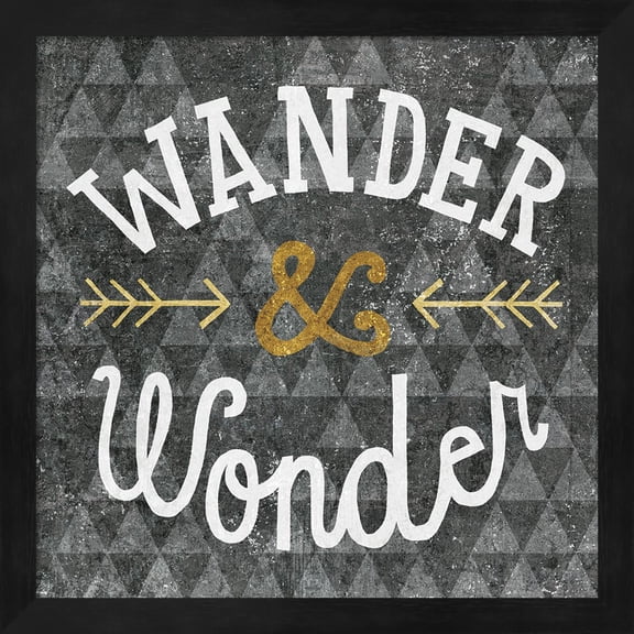 Mod Triangles Wander and Wonder Gold by Michael Mullan, Framed Wall Art, 13.25W x 13.25H