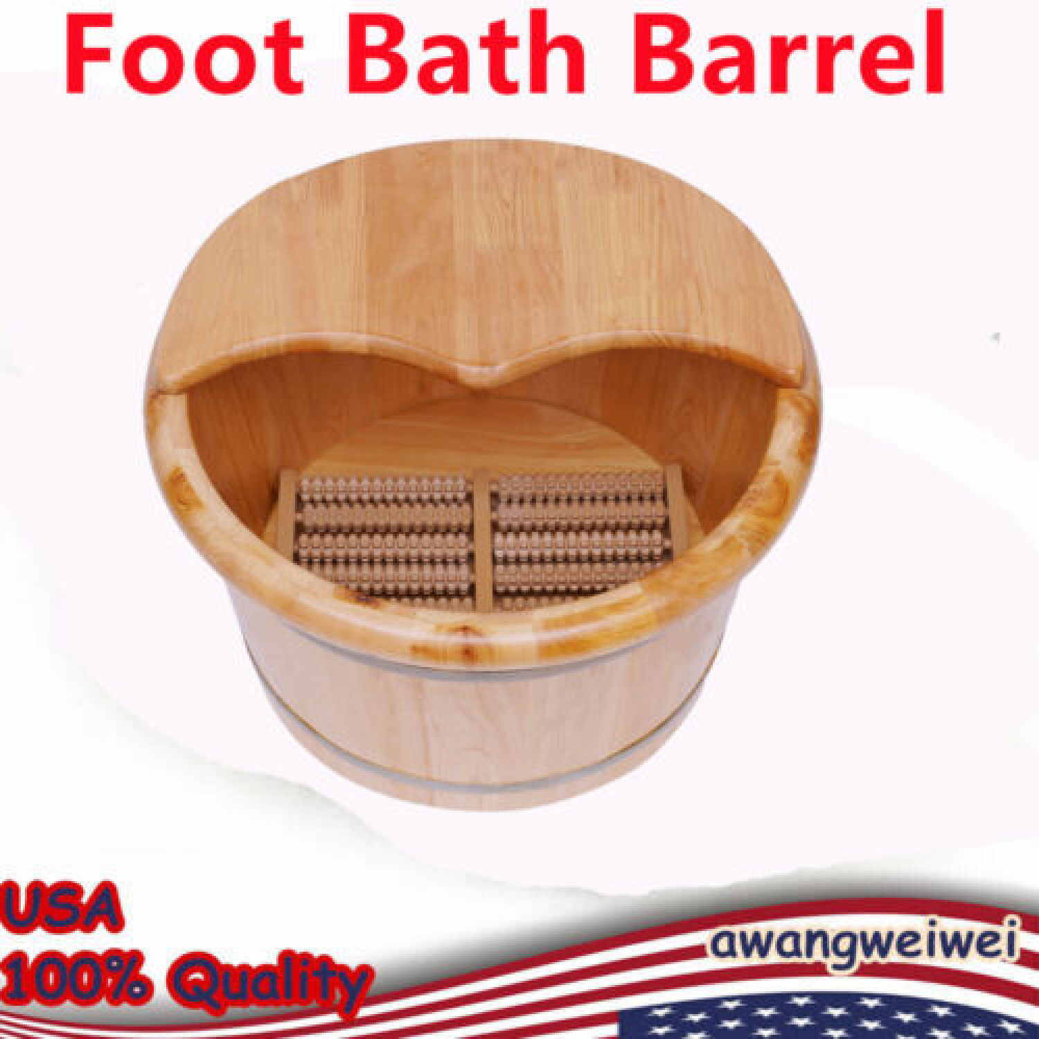 Foot basin wooden bucket foot bath tub Foot Sauna Massager with cover