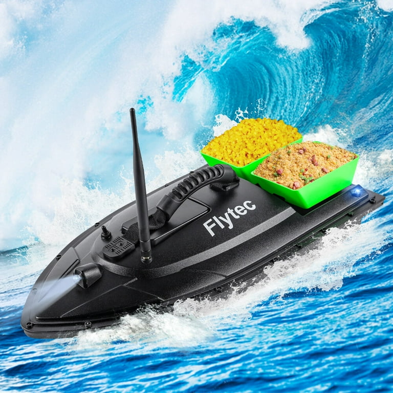 Flytec Fishing Bait Boat 500m Remote Control Bait Boat Dual Motor RC Fish  Finder 1.5KG Loading with LED Light for Fishing 