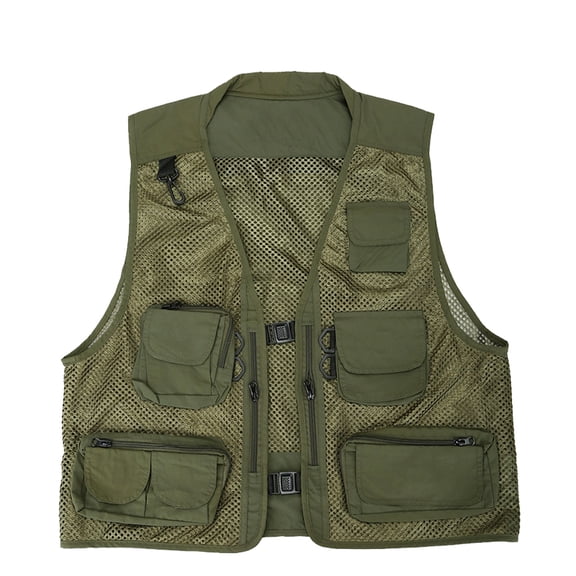 Necvior Multi Pockets Vest Men Summer Mesh Breathable Photography Waistcoat Reporter Director Casual Vest Work Uniform
