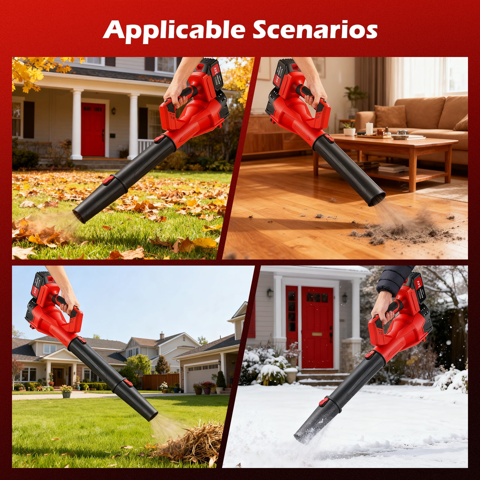 Leaf Blower, Electric Cordless Leaf Blower with 2 Batteries and Charger, 6 Speed Mode, Lightweight Battery Powered Leaf Blowers for Lawn Care, Blowing Leaves and Dust