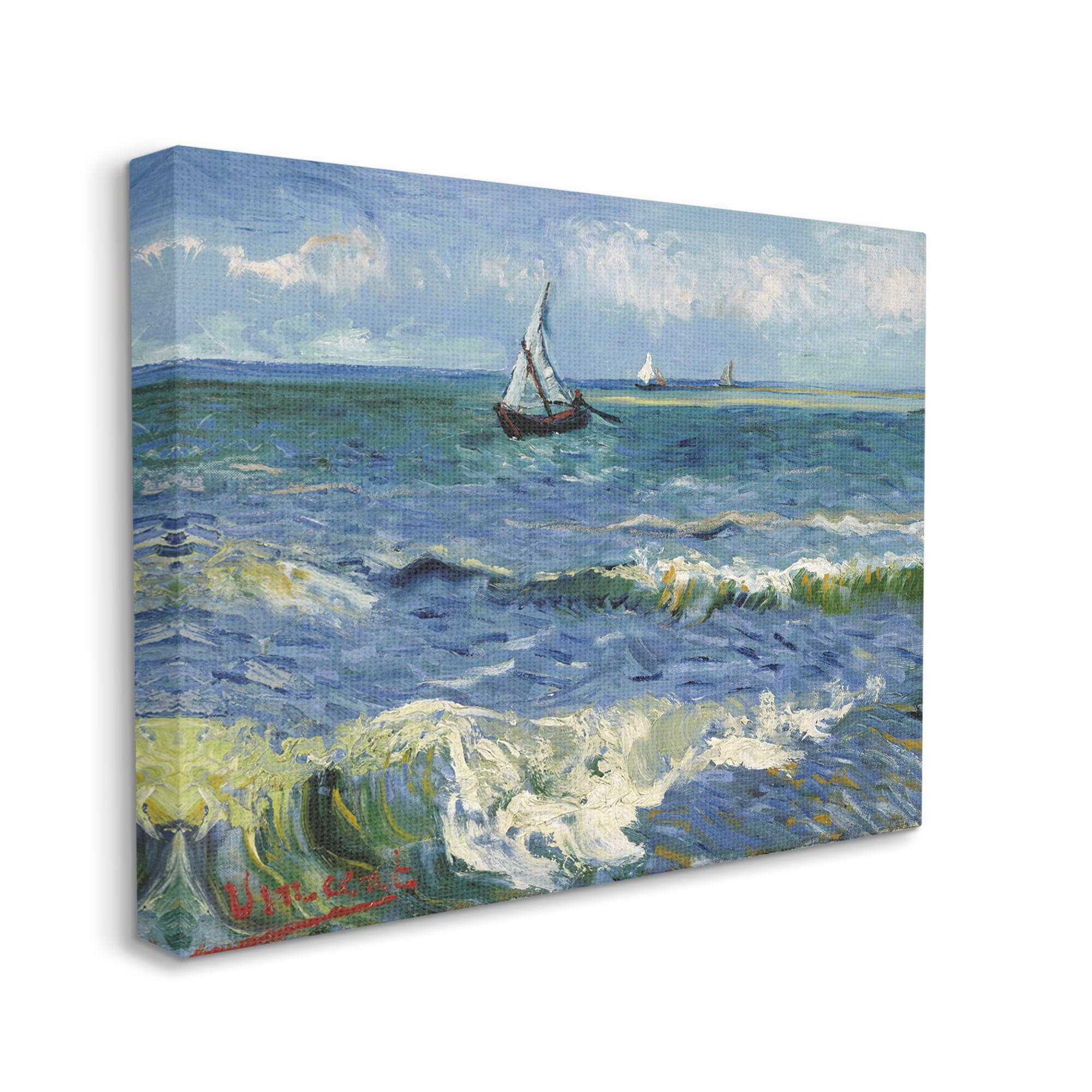 Stupell Industries The Sea at Les Saintes-Maries-de-la-Mer Vincent van Gogh Painting Painting Gallery Wrapped Canvas Print Wall Art, Design by one1000paintings