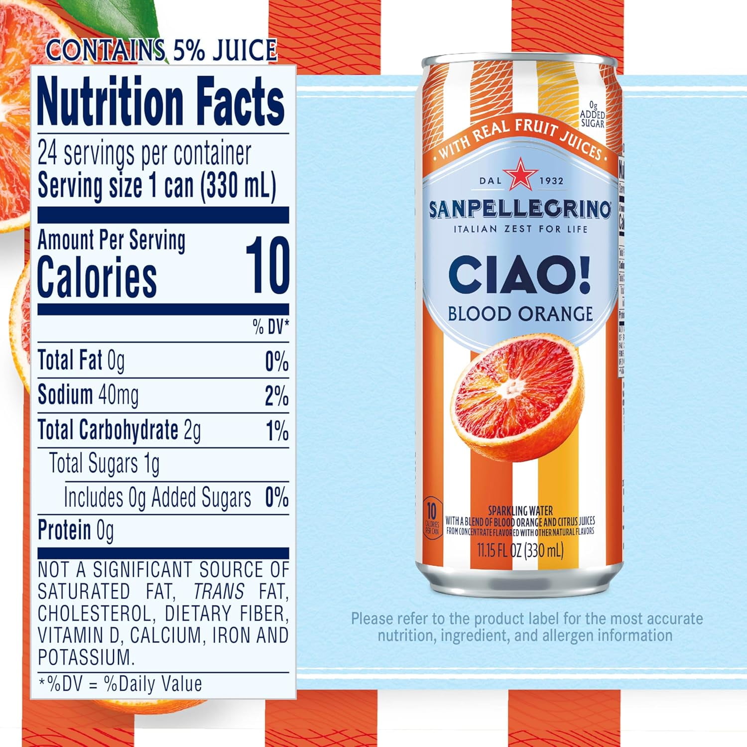 (Pack Of 4) San Pellegrino Water Sparkling Ciao Blood Orange 6 Pack 66.9 Fo
