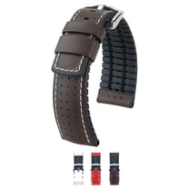 Hirsch Tiger Leather Watch Strap - Brown - L - 18mm - Shiny Silver Buckle - Calf Leather - Performance Band