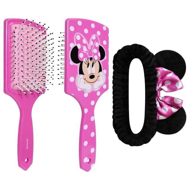 LUV HER Juego de cepillo para el cabello y diadema de spa para niñas - Incluye Disney Minnie Mouse - Divertido kit de cuidado para desenredar el peinado y el cuidado de la piel - Suave y elástico Tall