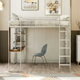 thumbnail image 2 of Tcbosik Full Size Loft Bed Frame with 2 Shelves and 1 Desk, Guardrail and Ladder for Dorm Bedroom Boys Girls, No Box Spring Needed, Silver, 2 of 9