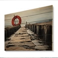 thumbnail image 2 of Designart "Pier in Monochrome I" Landscapes Print on Natural Pine Wood, 2 of 5