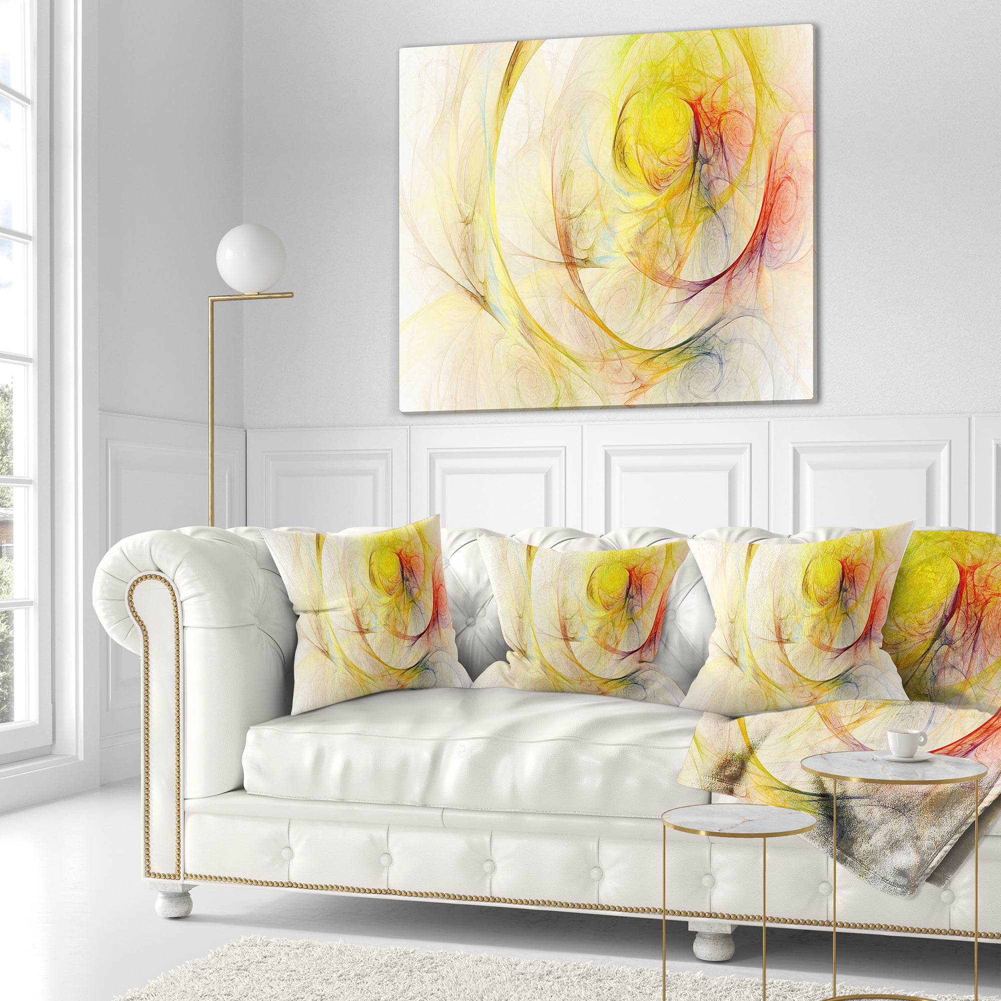 Designart Yellow Storm Sky - Abstract Throw Pillow - 16x16