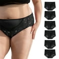 thumbnail image 1 of Cinvik Lace Briefs for Women Black Cheeky Underwear High Waisted Sexy Panties , 6 Pack, Sizes to 3XL, 1 of 6
