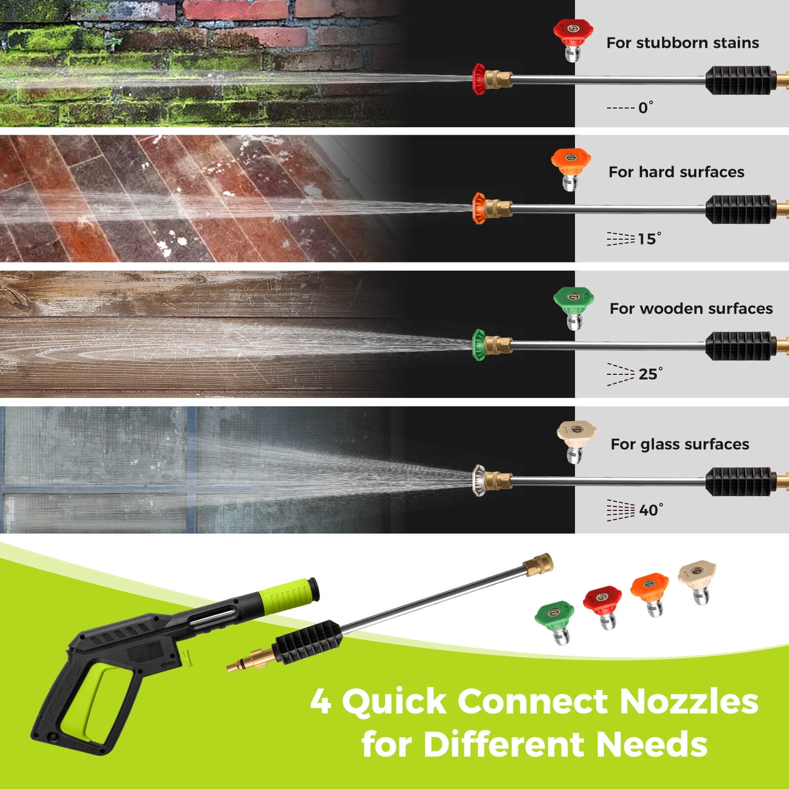 Ironmax Electric Pressure Washer with 4 Nozzles & Soap Bottle Lockable Wheels for Cleaning Green