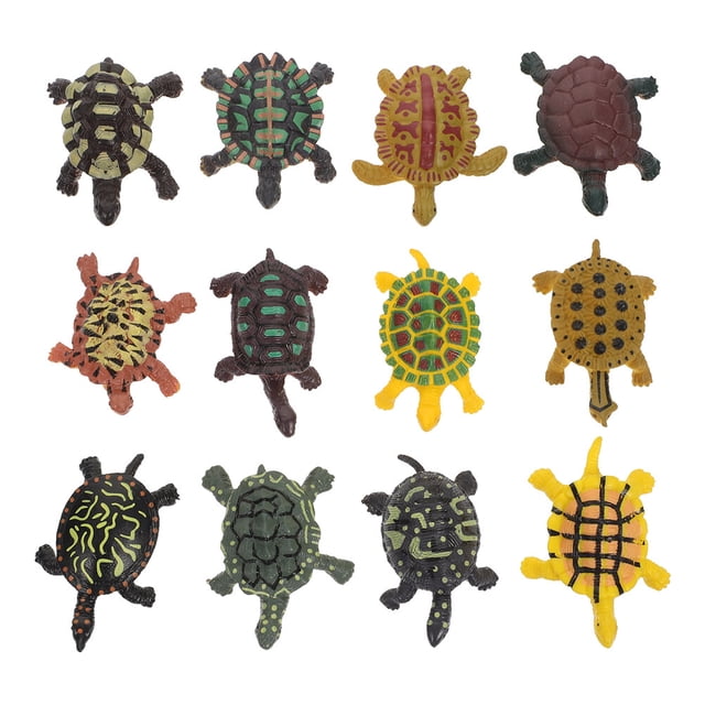 24 figuras de tortuga de plástico para acuario, modelo de tortuga, simulación de organismo marino