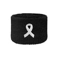 thumbnail image 5 of COUVER 2.5 Inch Embroidered Lung Cancer Awareness Ribbon Black Wristbands 2 Pairs (Unisex), 5 of 8