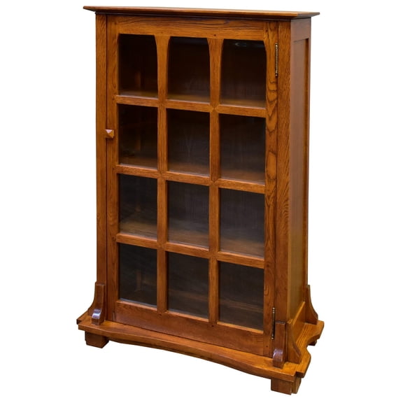 Pemberly Row Traditional Wood Display Bookcase in Cherry Finish