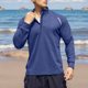 thumbnail image 1 of pstuiky camisas de manga larga para hombre, Traje de entrenamiento para hombre con media cremallera, deportivo e informal, color sólido, manga larga top de hombre xl, 1 of 5