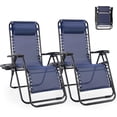 thumbnail image 5 of Simenmax Zero Gravity Chair Set of 2, Reclining Folding Outdoor Chairs with Adjustable Headrest & Cup Holder, Anti - Gravity Loungers for Backyard, Patio, Lawn, Poolside,Blue, 5 of 7