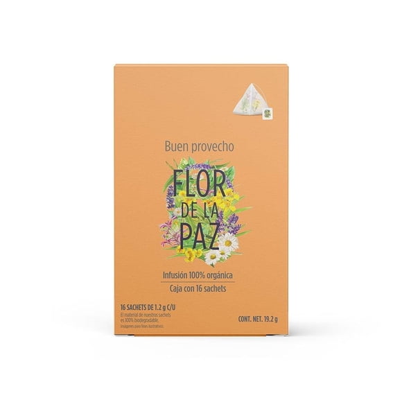 Té Flor de la Paz Buen provecho 16 bolsitas con 1.2 g c/u