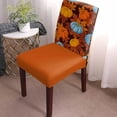thumbnail image 2 of Fall Thanksgiving Chair Covers Set of 6,Blue Orange Pumpkin Dining Room Chair Cover,Autumn Maple Leaves Removable Washable Kitchen Chair Covers Chair Slipcover Protector for Party Holiday Decor, 2 of 7
