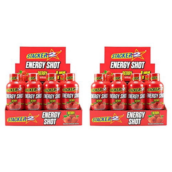 Stacker 2 Energy Shots, Berry, 24 Shots 2oz. Bottle