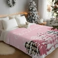 thumbnail image 3 of Merry Christmas Flannel Blanket for Bed,Travel and Camping, Pink Plaid Leopard Xmas Tree Super Soft Cozy Blanket for All Seasons 30"x40", 3 of 9
