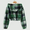 thumbnail image 5 of Womens Cropped Sherpa Fleece Lined Hooded Plaid Jacket Oversized Shacket Winter Warm Zip Up Flannel Coat Outerwear, 5 of 7
