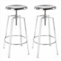 Chrome Bar Stools Set of 2, Backless Counter Height Swivel Bar Stools for Kitchen Island, Modern Round Barstools Counter Stool (Chrome)