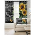 thumbnail image 2 of Fsddascl Yellow Sunflower Blackout Curtains for Bedroom/Living Room, Thermal Insulated Kitchen Curtains, Butterfly Sunshine Black Farmhouse Wood Grommet Darkening Window Treatment Drapes 42"x45"x2, 2 of 8