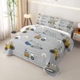 thumbnail image 3 of Erosebridal Cartoon Construction Truck Bed Spread Queen for Boys Men, Grey Doodle Car Print Queen Coverlet Set, 3 Pieces, 3 of 7