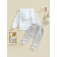 thumbnail image 4 of Baby Toddler 2Pcs Hooded Outfits, 3 6 12 18 24 Months 2T 3T Capital Letter Print Long Sleeve Hooded Pullover + Elastic Drawstring Side Pockets Trousers, 4 of 9