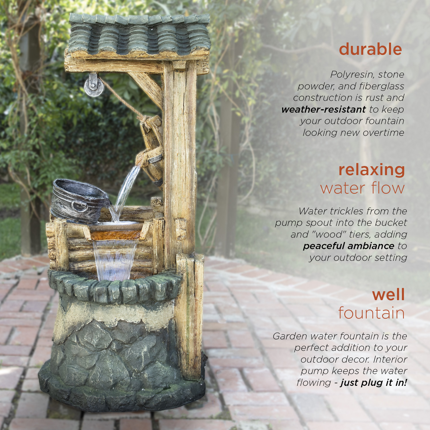 Alpine Corporation Water Well Fountain Fountain