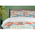 thumbnail image 4 of Ambesonne Fitness Duvet Cover Sets, Jumble Words of Exercise, 2-Queen, Ivory Vermilion Blue, 4 of 7