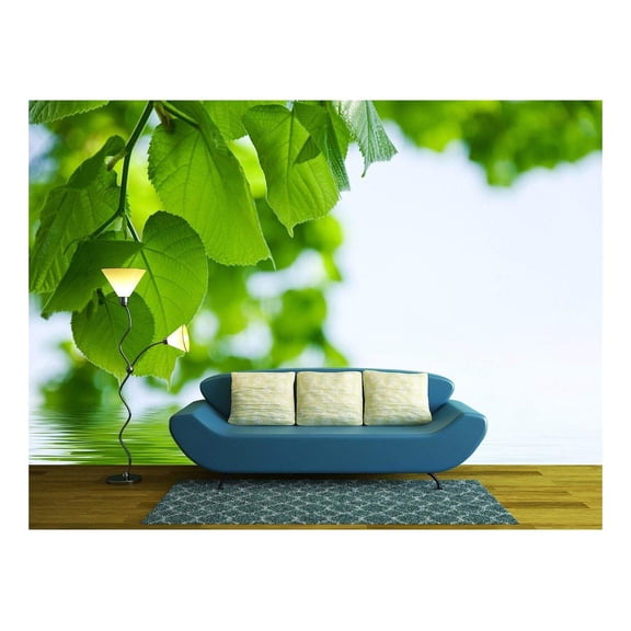 wall26 - Nature Background - Lime and Water Relflexion - Removable Wall Mural | Self-Adhesive Large Wallpaper - 100x144 inches