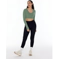 thumbnail image 6 of NANAHuang Long Sleeve Crop Tops for Women Workout Tee Built in Bra Cream Feeling Athletic Mild Support U Neck Cropped Shirts, 6 of 6