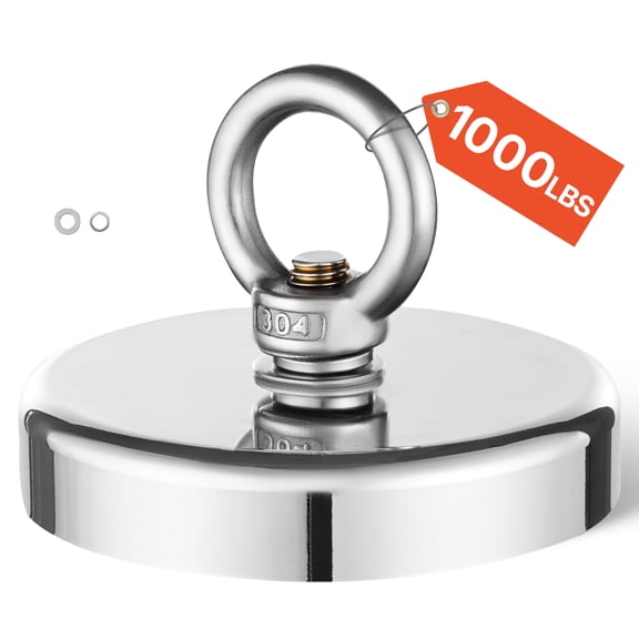 VEVOR Fishing Magnet, 1000 LBS/454 Kg Pulling Force Super Strong Neodymium Fishing Magnet, Rare Earth Magnet with Handle Diameter 2.72 in/69 mm, Retrieving in River, Magnetic Fishing, Heavy Hanging