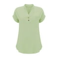 thumbnail image 4 of T-Shirts Femmes Plus Mode Décontractée Col en V Boutonné Manches Courtes avec Poches - Hontri, 4 of 5