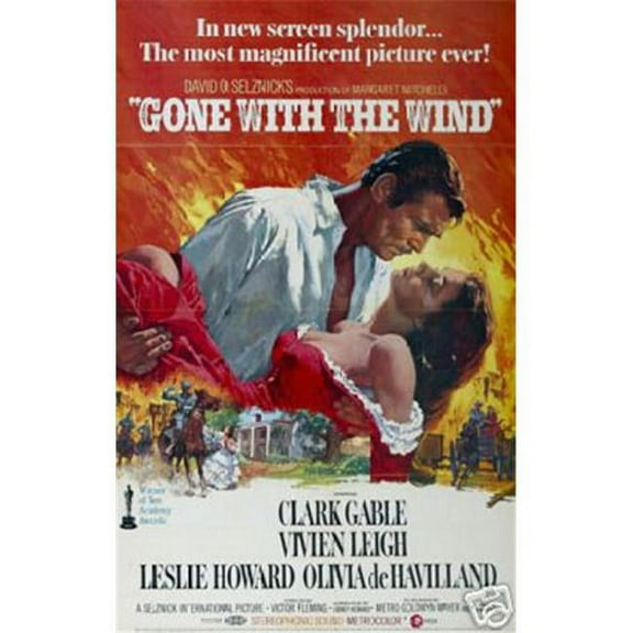 Hot Stuff Enterprise 4462-24x36-MV Gone With The Wind Clark Gable Poster- 24 x 36 in.
