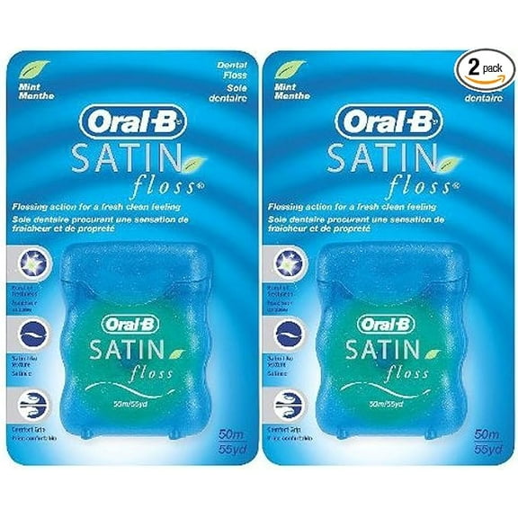 Oral B Satin Floss - Mint - 55 Yd - 2 Pk Packaging May Vary