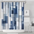 thumbnail image 2 of Navy Blue Fabric Shower Curtain - Geometric Shower Curtain Set with 12 Plastic Hooks, Water Repellent, Machine Washable, Modern Decorative Polyester Cloth Shower Curtains for Bathroom - 72x84, 2 of 4