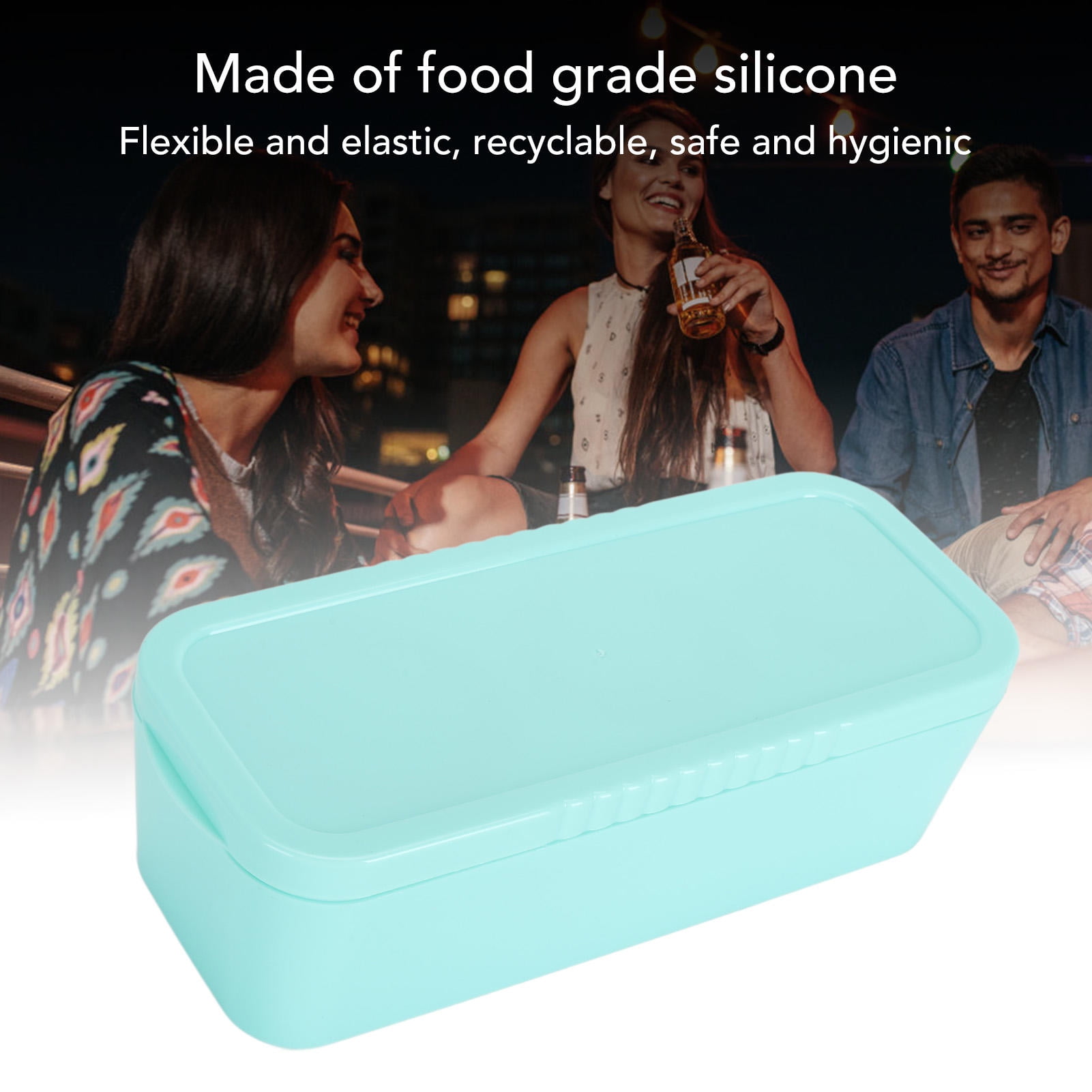 Suodoka Eco‑Friendly Silicone Ice Cube Tray – 3‑Size Cylindrical Cubes with Lid & Bin for Freezer, Coffee & Cocktail